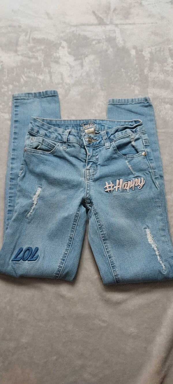 Justice Girls Low Rise Ripped Light Wash Embroidered Jegging Size 10 Slim